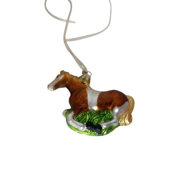 Old World Glass Christmas Ornament Mustang Horse - Picture 2 of 5